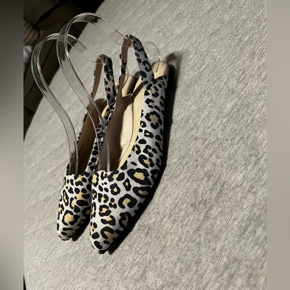 NAKED FEET Leva Sz 6.5 Leather Cheetah Print PointyToe SlingBack Flats Orig $125 - Picture 6 of 11
